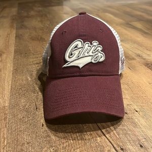 University of Montana’s Griz women’s hat, white sparkle logo & adjustable strap